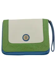 Vorschaubild 1 von Damen Clutch Geldbörse Leder Grün Blau Weiß
