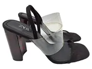 Vorschaubild 1 von Damen Sandaletten Gr. 38 Schwarz Transparent Blockabsatz Elegant