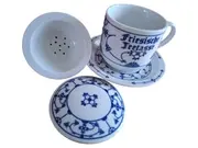 Vorschaubild 1 von Teetasse Indisch Blau Porzellan Blumen Traditionell Weiß 10cm