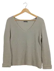 Vorschaubild 1 von Damen Pullover V-Ausschnitt Wolle Beige Gr. L