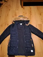 Vorschaubild 4 von Steppjacke Mädchen Gr. 164 Winterjacke Kapuze Fellkragen Blau