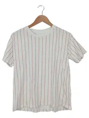 Vorschaubild 1 von T-Shirt Herren Gr. S Weiß Gestreift Logo Print Baumwolle Casual