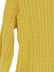 Vorschaubild 3 von Mädchen Strickjacke Gelb Gr. 116/122 Preppy Zopfstrickmuster Rüschen