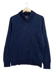 Vorschaubild 1 von Herren Pullover Schalkragen Blau Meliert Gr. M Baumwolle