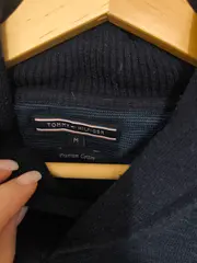 Vorschaubild 5 von Herren Pullover Schalkragen Blau Meliert Gr. M Baumwolle