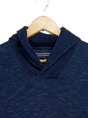 Vorschaubild 2 von Herren Pullover Schalkragen Blau Meliert Gr. M Baumwolle