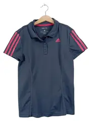 Vorschaubild 1 von Kinder Poloshirt Grau Gr. 128 Kurzarm Sportlich Uni Logo Streifen