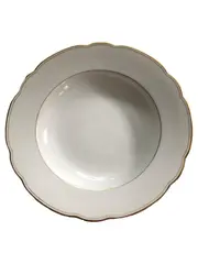 Vorschaubild 1 von Suppenteller 24cm Porzellan Weiß Klassisch Uni Metallic