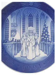Vorschaubild 1 von 1991 Weihnachtsteller Lucia Fest Sammelteller Porzellan Blau