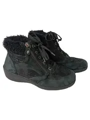 Vorschaubild 1 von Damen Stiefel Gr. 37.5 Schwarz Winterstiefel Warmfutter Schnürung Reißverschluss
