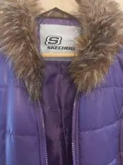 Vorschaubild 3 von Damen Steppjacke Gr. 38 Lila Fellkragen Gesteppt Casual Outdoor