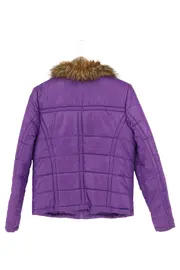 Vorschaubild 2 von Damen Steppjacke Gr. 38 Lila Fellkragen Gesteppt Casual Outdoor