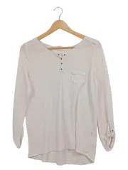 Vorschaubild 1 von Damen Langarmshirt Henley Rosa Gr. S 36 Baumwolle Casual