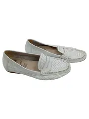 Vorschaubild 1 von Loafer Slipper Damen Leder Lochmuster Weiß Gr. 39 Klassisch Alltag