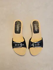 Vorschaubild 2 von Damen Sandalen Holz Clogs Schwarz Gr. 38 Retro Schnallen