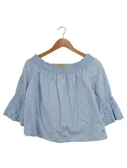 Vorschaubild 1 von Damen Bluse Off-Shoulder 38/M Blau Casual Lochmuster