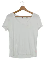 Vorschaubild 1 von LEVIS Damen T-Shirt V-Ausschnitt Basic Casual Weiß Gr. 34/XS Baumwolle