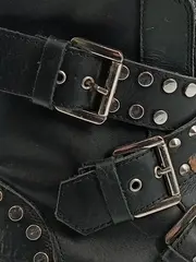 Vorschaubild 3 von Damen Biker Stiefel Gr. 40 Schwarz Leder Nieten Schnallen