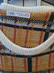 Vorschaubild 2 von Strickkleid Damen Gr. S kariert Retro Herbst Freizeitkleid