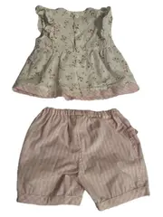 Vorschaubild 2 von Mädchen Baby Set Top Shorts 12 Monate 80 Blumen Gestreift Mehrfarbig