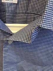 Vorschaubild 9 von Herren Business Hemd kariert Blau Gr. 48/M Langarm Baumwolle