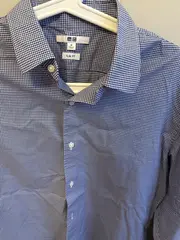 Vorschaubild 8 von Herren Business Hemd kariert Blau Gr. 48/M Langarm Baumwolle