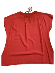 Vorschaubild 2 von Damen Bluse Gr. 38 Rot Casual Viskose Spitze Kurzarm