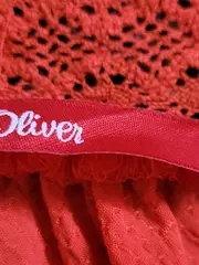 Vorschaubild 5 von Damen Bluse Gr. 38 Rot Casual Viskose Spitze Kurzarm