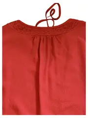 Vorschaubild 4 von Damen Bluse Gr. 38 Rot Casual Viskose Spitze Kurzarm