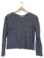 Vorschaubild 1 von Damen Langarmshirt Gestreift Blau Gr. 34 XS Casual Basic Shirt Oberteil