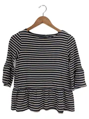 Vorschaubild 1 von Damen Langarmshirt Streifen Glockenärmel Wolle Gr. 34;XS