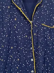Vorschaubild 2 von Damen Pyjama Oberteil Sterne Mond Blau Gr. 42/XL Casual