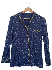 Vorschaubild 1 von Damen Pyjama Oberteil Sterne Mond Blau Gr. 42/XL Casual