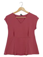Vorschaubild 1 von Damen Peplum Bluse V-Ausschnitt Rosa Gr. XS