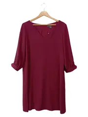 Vorschaubild 1 von Damen Businesskleid Gr. 38/M Rot Elegant 3/4-Arm V-Ausschnitt