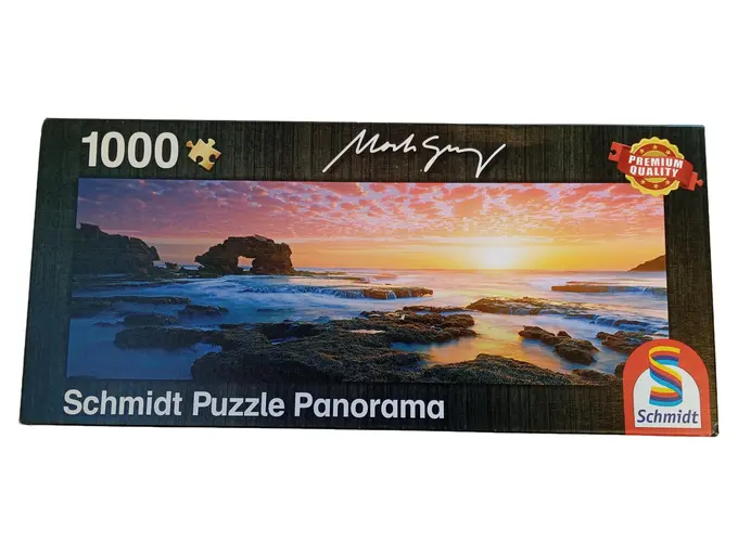 Puzzle Für Erwachsene 1000 Teile – Sommer-Strand-Motiv Mit Sonnenuntergang, Segelboot, Hütte – Fertig 50 X 70 Cm