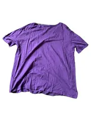 Vorschaubild 2 von Damen Basic T-Shirt Lila Kurzarm Uni Baumwolle Gr. S 36