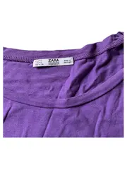 Vorschaubild 3 von Damen Basic T-Shirt Lila Kurzarm Uni Baumwolle Gr. S 36