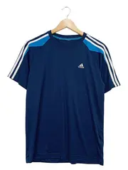 Vorschaubild 1 von Sport Shirt Herren Gr. M Blau 3-Streifen T-Shirt Kurzarm