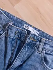 Vorschaubild 3 von Mom Jeans Damen Gr. 34 Hellblau High Waist Straight Casual