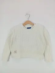 Vorschaubild 2 von Kinder Pullover Gr. 104 Weiß Rippstrick Klassisch