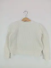Vorschaubild 3 von Kinder Pullover Gr. 104 Weiß Rippstrick Klassisch