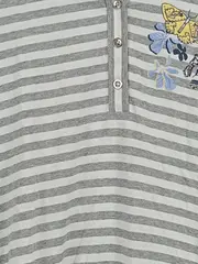 Vorschaubild 3 von Damen Poloshirt Gr. 44 Grau Gestreift Schmetterling Stickerei