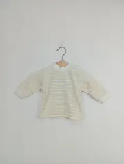 Vorschaubild 2 von OIMO Kinder Pullover Basic Langarm Gestreift Beige Baumwolle Gr. 56