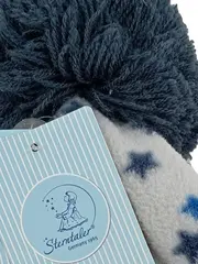Vorschaubild 2 von Kinder Mütze Grau Mehrfarbig mit Sternen und Bommel