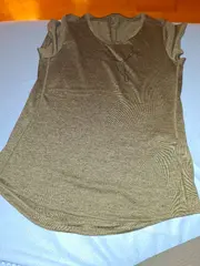 Vorschaubild 7 von Damen Sportshirt Gr. 38 M Oliv Meliert Kurzarm Logo-Print
