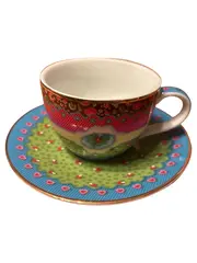 Vorschaubild 1 von Eva Maria Nitsche Tasse Untertasse Blumen Porzellan Mehrfarbig 8cm