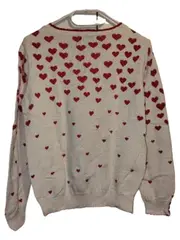 Vorschaubild 3 von Damen Pullover Herzen Weiß Rot Gr. 40, 42 Romantisch Strick
