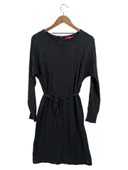 Vorschaubild 1 von Damen Strickkleid Langarm Gr. 38 Schwarz mit Gürtel