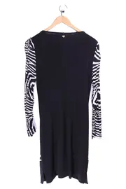 Vorschaubild 2 von Damen Abendkleid Zebra-Print Nieten V-Ausschnitt Langarm Gr. 38/M Schwarz